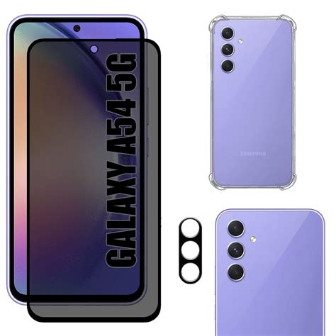 Kit Para Galaxy A54 5g Película de Privacidade 3D Capa Anti Shock