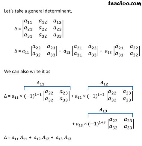 Finding Minors and Cofactors of a 2x2 and 3x3 determinant - Teachoo