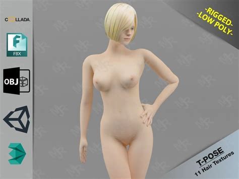 Naked Girl D Model Low Poly Rigged Max Obj Mtl Fbx Dae Unitypackage