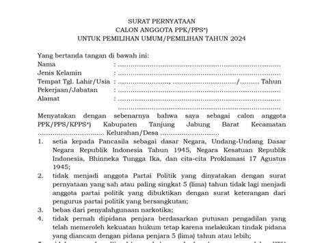 Berita dan Informasi Surat pernyataan pantarlih pemilu 2024 pdf Terkini dan Terbaru Hari ini ...