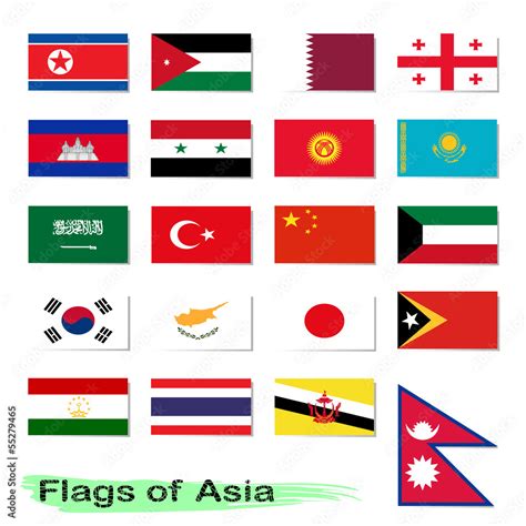 Set of flags Asia vector Stock Vector | Adobe Stock