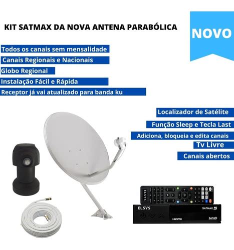 Kit Receptor Satmax Antena Cm Cabo Lnbf Frete Gr Tis