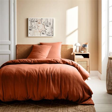 Parure De Lit Gaze De Coton Terracotta 240x220cm Alix Maisons Du Monde