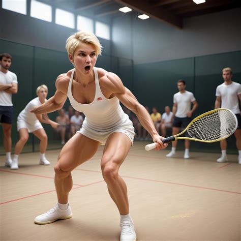 Muscular Blonde Squash Player in Action Stable Diffusion en línea