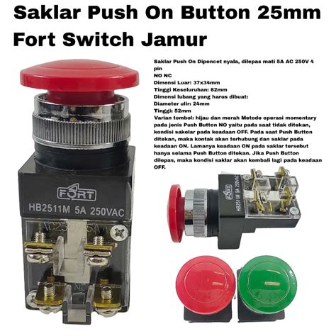 Jual Saklar Push On Button 25mm Fort Switch Tombol Reset Emergency