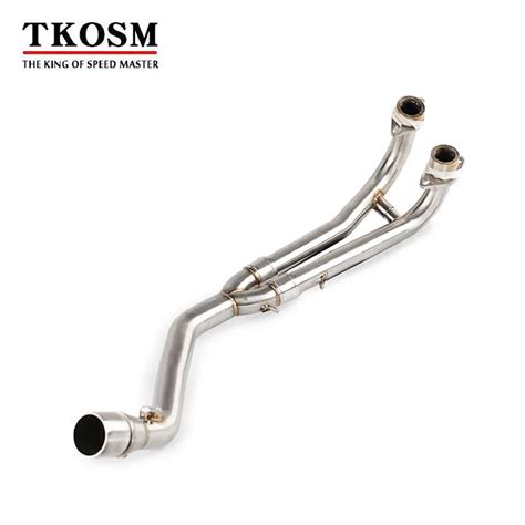 Tkosm Stainless Motorcycle Exhaust Middle Muffler Exhaust Pipe For