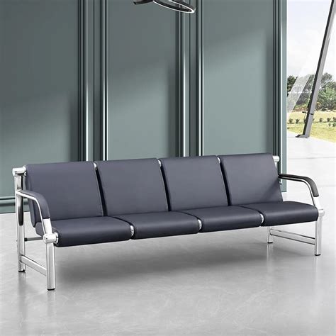 Three Person Row Chairs Hospital Waiting Area Chairs Stainless Steel