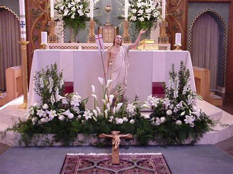 Easter Decorations For Church Closeup Of St Stanislaus Kostka S Altar Ready For Easter