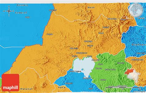 Political 3D Map of North Gonder