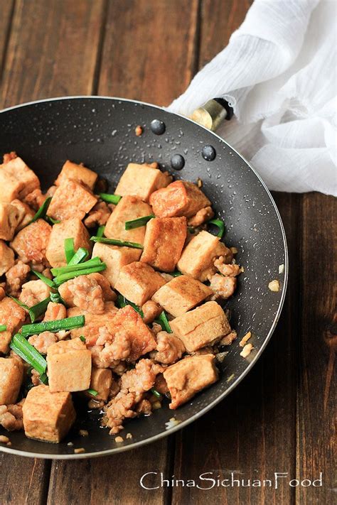 Tofu Stir Fry With Minced Pork China Sichuan Food Ground Pork