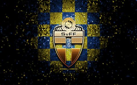 Swedish Football Team Glitter Logo Uefa Europe Blue Yellow