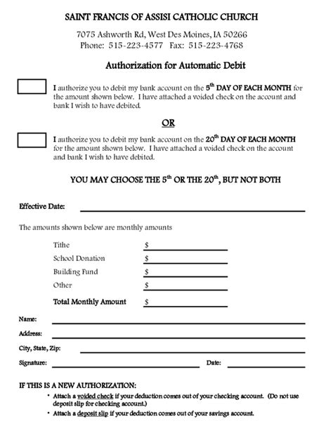 Fillable Online Authorization For Automatic Debit Or Fax Email Print