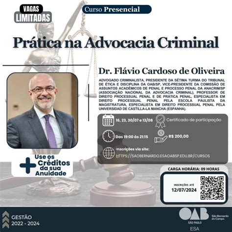 Pr Tica Na Advocacia Criminal Oab Sbc