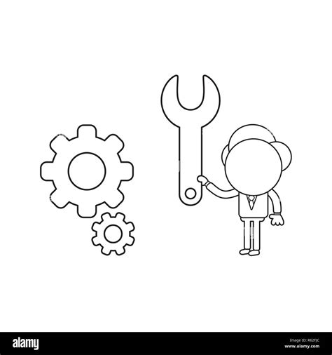 Vector Illustration Concept Of Businessman Character Holding Spanner To