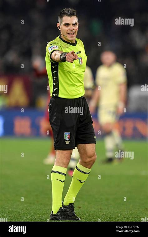 Referee Simone Sozza Gestures During The Serie A Football Match Between