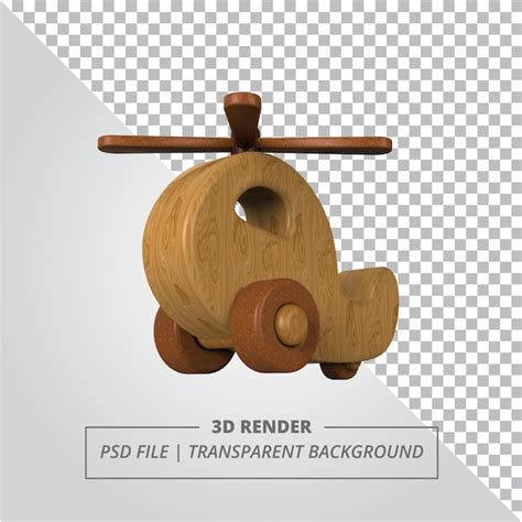 Juguetes de madera de helicóptero 3d render Archivo PSD Premium