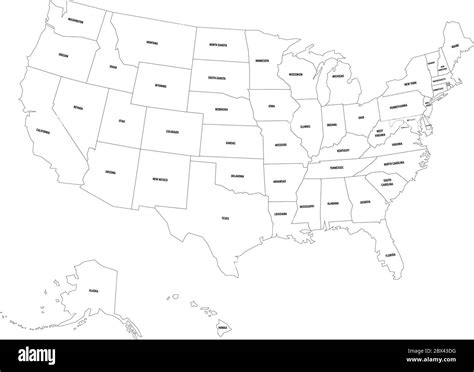 Usa Map With States Black And White