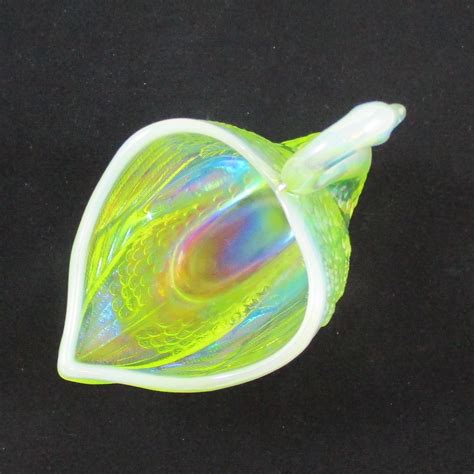 Fenton Vaseline Opal Carnival Glass Pastel Swan Salt Carnival Glass