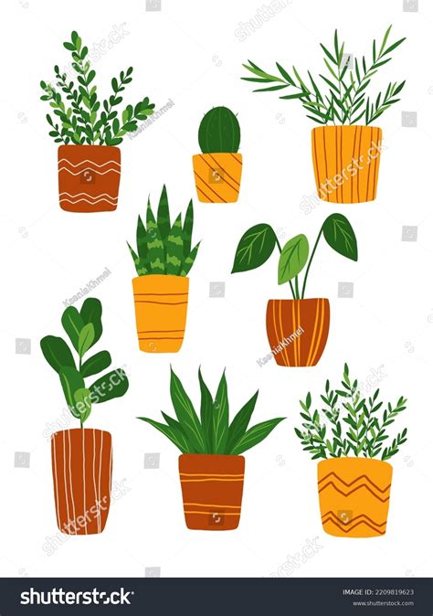 House Plants Clip Art Set Isolated Stock Illustration