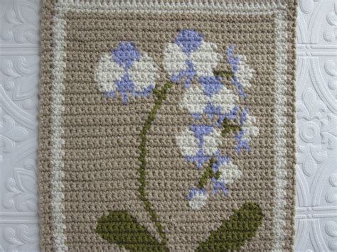 Crochet Pattern White And Violet Orchids Wall Hanging Home Etsy