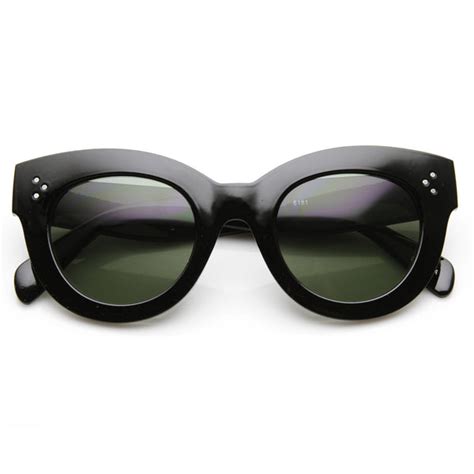 Womens Oversize Bold Cat Eye Sunglasses Rivet Accents Zerouv