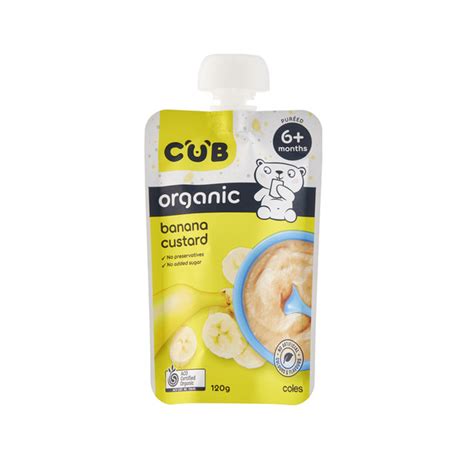 Cub Coles COLES CUB Organic Banana Custard Pouch 6M 120g Is Not