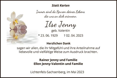 Traueranzeigen Von Ilse Jenny Trauer Wlz Online De