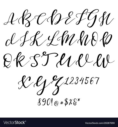 Hand Drawn Alphabet Calligraphy Letters Royalty Free Vector