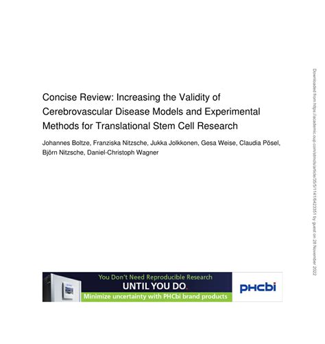 Pdf Concise Review Increasing The Validity Of Cerebrovascular