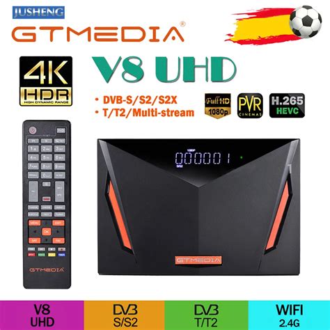 DVB S2 GTmedia V8 UHD Satellite Receiver Built In Wifi Support T2 MI H