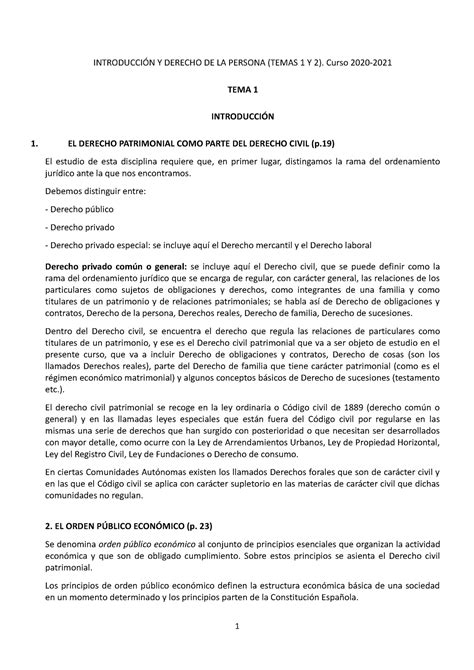 TEMA 1 Y 2 resúmenes derecho civil INTRODUCCIÓN Y DERECHO DE LA