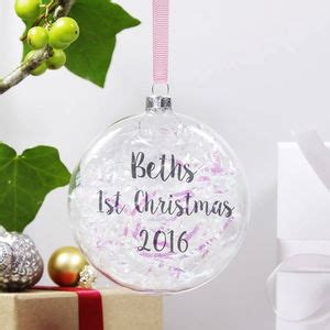 Personalised First Christmas Iridescent Flat Bauble By Olivia Morgan Ltd