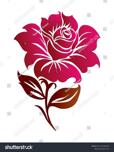 Floral Red Rose Flower Vector Stock Vector Royalty Free 2153209345