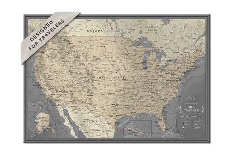 United States Travel Map Poster USA Map Print Large Poster Gift for ...