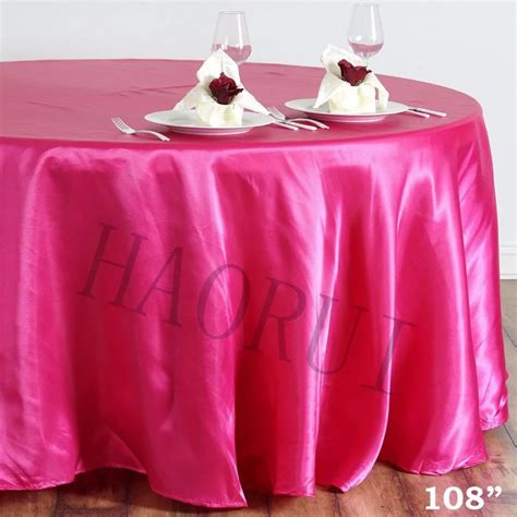 Free Shipping 10pcs Customized 108 Fuchsia Round Dining Table Cloth Satin Tablecloth For