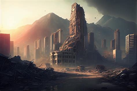 Premium AI Image | Destroyed city after powerful natural disaster ...