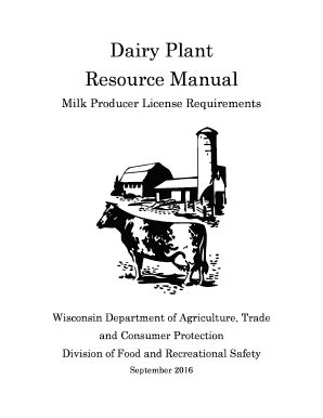 Fillable Online Datcp Wi Dairy Plant Resource Manual Department Of