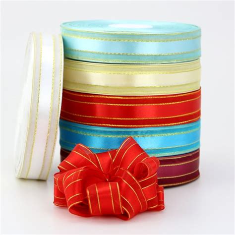 Wholesale Gold Metallic Organza Edges Satin Ribbon