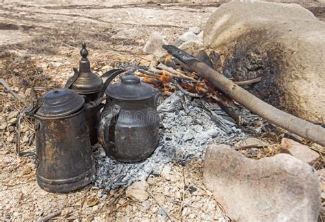 Campfire With Cooking Pots In Hot Desert Climate Stock Photo Image Of Dried Cooking