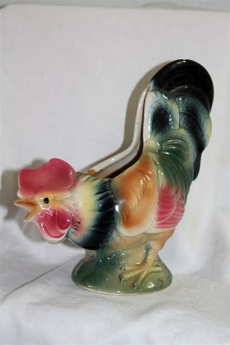 Royal Copley High Tail Rooster Planter Figurine