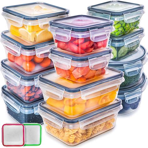 12 Pack Food Storage Container with Lids Black Plastic Food Containers ...