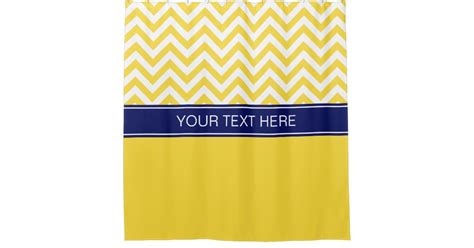 Pineapple Yellow Lg Chevron Cb Navy Name Monogram Shower Curtain Zazzle