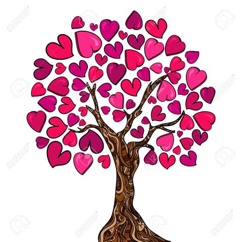 Valentinstag Liebe Baum Der Herzen Gemacht Von Hand Gezeichnet Vektor