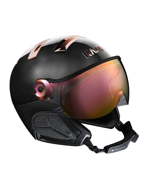 Ski Helmet Kask Chrome Visor Black Pink Gold