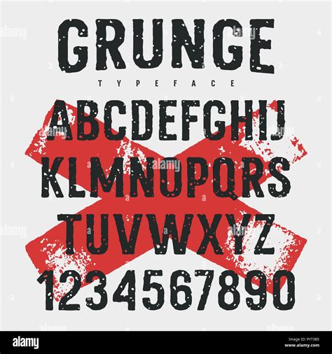 Rough Stamp Typeface Grunge Textured Font Vector Handmade Alphabet