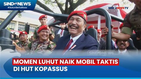 Momen Luhut Berbaret Merah Naik Mobil Taktis Saat Hadiri Hut Ke