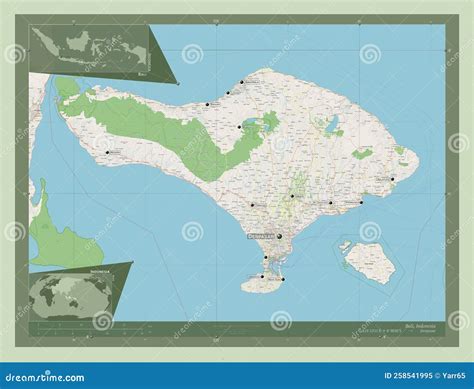 Bali Indonesia OSM Labelled Points Of Cities Stock Illustration