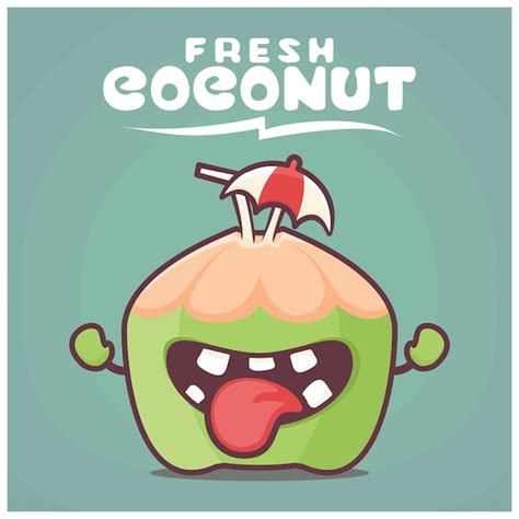 Premium Vector Coconut Cartoon Fresh Fruit Vector Illustration