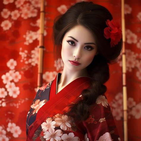 Premium Photo Pictures Of Beautiful Japanese Girls Red Background