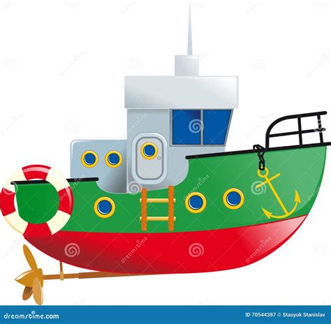 Cute Small Boat Cartoon Vector | CartoonDealer.com #70544387